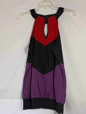 EUC Vintage Maurices Colorblock Halter Top Red, Black & Purple Women's Size Lg